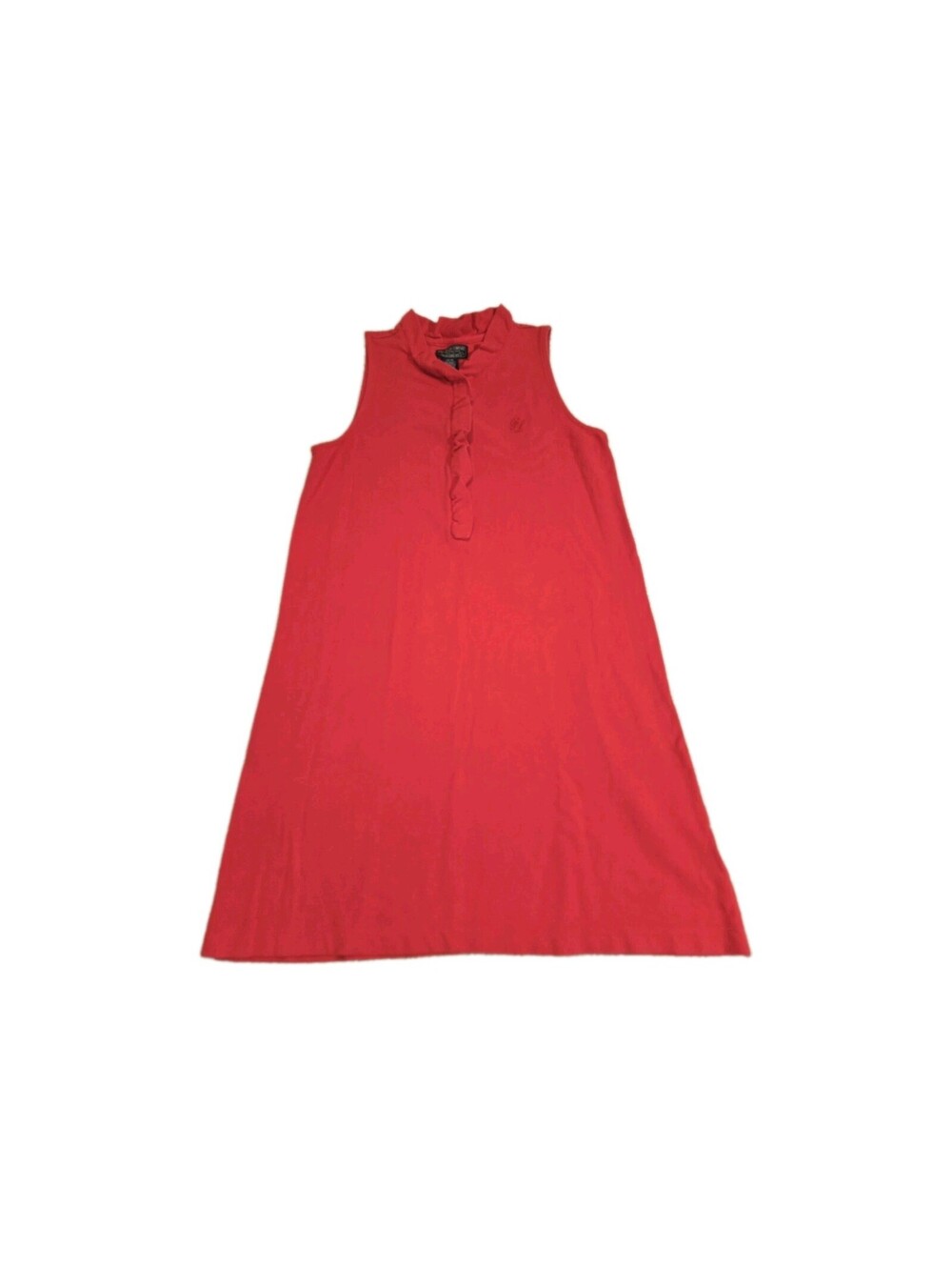 Polo Jeans Co. Dress Sz M Sleeveless Ruffle Front Detail RL Monogram Red...